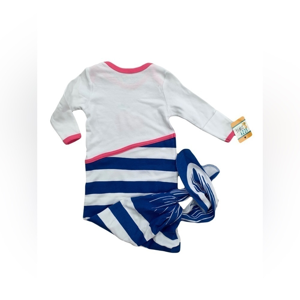 Izzy & Owie NWT Size 0-9 Months Pink Whale Long Sleeve Mermaid Tail Newborn Gown - Picture 2 of 6